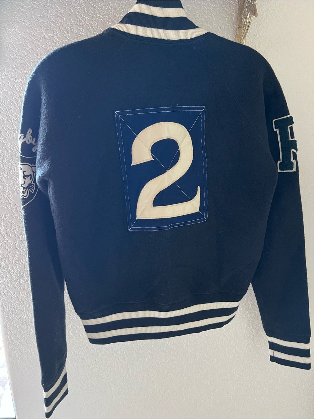 Vintage RARE Ralph Lauren Rugby Wool Varsity Jacket Crest Patches Wool Blend - Picture 3 of 9
